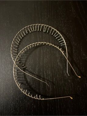 Vintage Metal Wire Double Comb Headband Silver Tone Hair Accessory